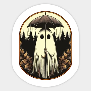 Vintage floral ghost halloween ghost in the forest gothic Sticker